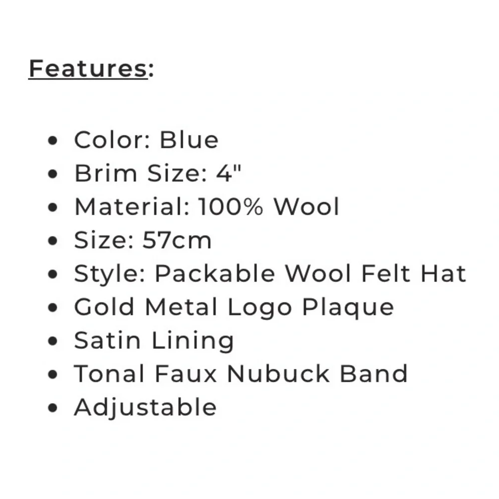 Trina Turk “Felix Packable Fedora” / wide brim luxurious Wool  - NWT